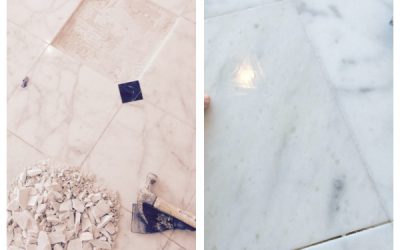 Cracked White Carrara Marble Restored McLean, VA