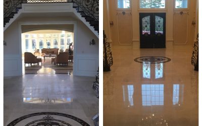 Emergency Crema Marfil Marble Foyer Repair in McLean, VA