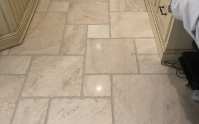 Grout ReColoring and Travertine Floor Restoration | Bethesda,MD