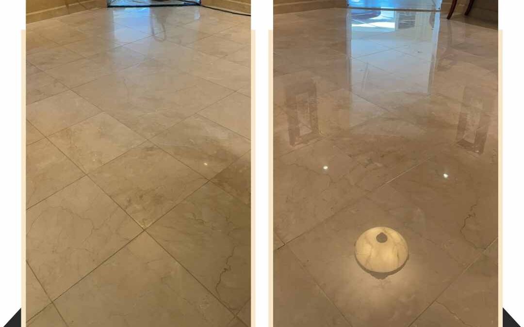 Crema Marfil Marble Floor Restoration at the Historic Watergate Condominium in Washington, D.C.